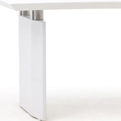 59" White Stainless Steel Executive Desk With Two Drawers