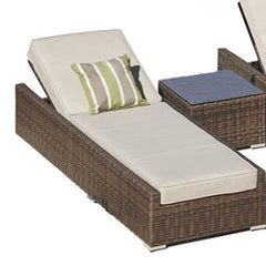 78" Set of Two Brown Indoor Outdoor Chaise Lounge with Beige Cushion