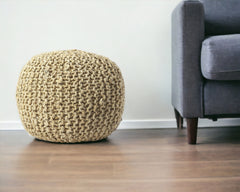 19" Natural Jute Round Pouf Ottoman