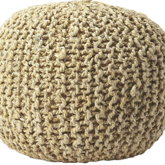 19" Natural Jute Round Pouf Ottoman