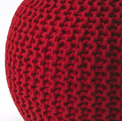 19" Red Round Pouf Ottoman