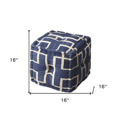 16" Blue Pouf Ottoman