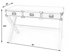 46" White Rubberwood Wood Writing Desk With Three Drawers