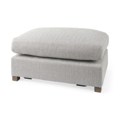 Homeroots 26" Light Gray Jute And Brown Cocktail Ottoman