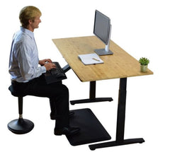 Homeroots Natural Bamboo Dual Motor Electric Office Adjustable Computer Desk