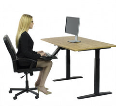 Homeroots Natural Bamboo Dual Motor Electric Office Adjustable Computer Desk