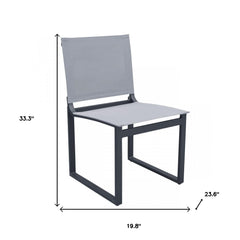 Set of Two 20" Gray and Black Aluminum Indoor Outdoor Dining Chair