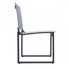 Set of Two 20" Gray and Black Aluminum Indoor Outdoor Dining Chair