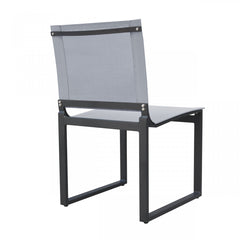 Set of Two 20" Gray and Black Aluminum Indoor Outdoor Dining Chair