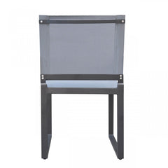 Set of Two 20" Gray and Black Aluminum Indoor Outdoor Dining Chair