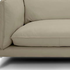 96" Taupe Top Grain Leather Sofa With Silver Legs