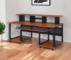 72" Brown and Black Computer Desk