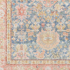 9' X 13' Blue Floral Power Loom Area Rug