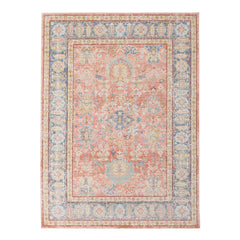 9' X 13' Blue Floral Power Loom Area Rug