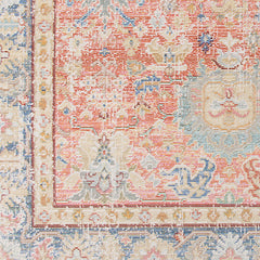 9' X 13' Blue Floral Power Loom Area Rug