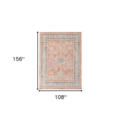 9' X 13' Blue Floral Power Loom Area Rug