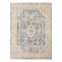 9' X 13' Blue Floral Power Loom Area Rug