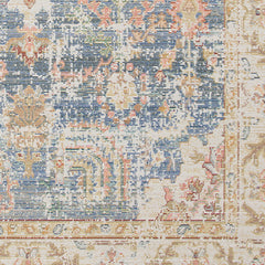 9' X 13' Blue Floral Power Loom Area Rug