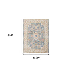 9' X 13' Blue Floral Power Loom Area Rug