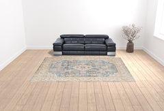 9' X 13' Blue Floral Power Loom Area Rug