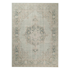 9' X 13' Sea Green Medallion Power Loom Area Rug