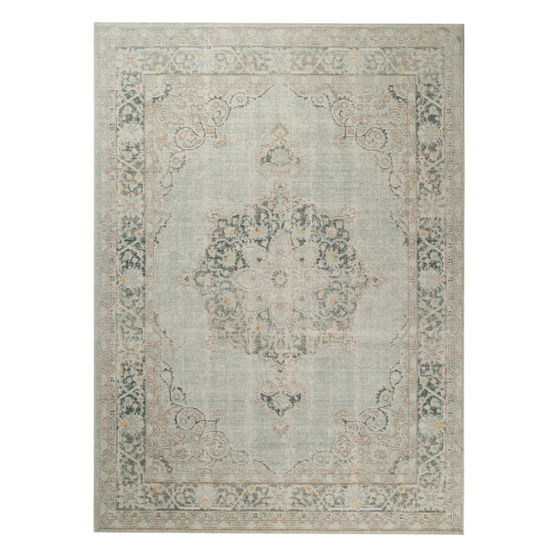 9' X 13' Sea Green Medallion Power Loom Area Rug