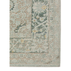 9' X 13' Sea Green Medallion Power Loom Area Rug