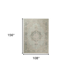 9' X 13' Sea Green Medallion Power Loom Area Rug