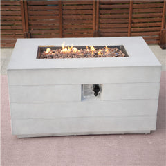 28" Gray Aluminum Natural gas Rectangular Fire pit table With Cover