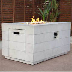 28" Gray Aluminum Natural gas Rectangular Fire pit table With Cover