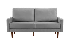 69" Gray Velvet Sofa With Dark Brown Legs