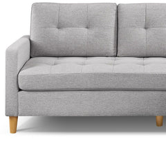 87" Light Gray Polyester Blend Sofa With Ottoman With Natural Legs