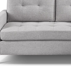 87" Light Gray Polyester Blend Sofa With Ottoman With Natural Legs